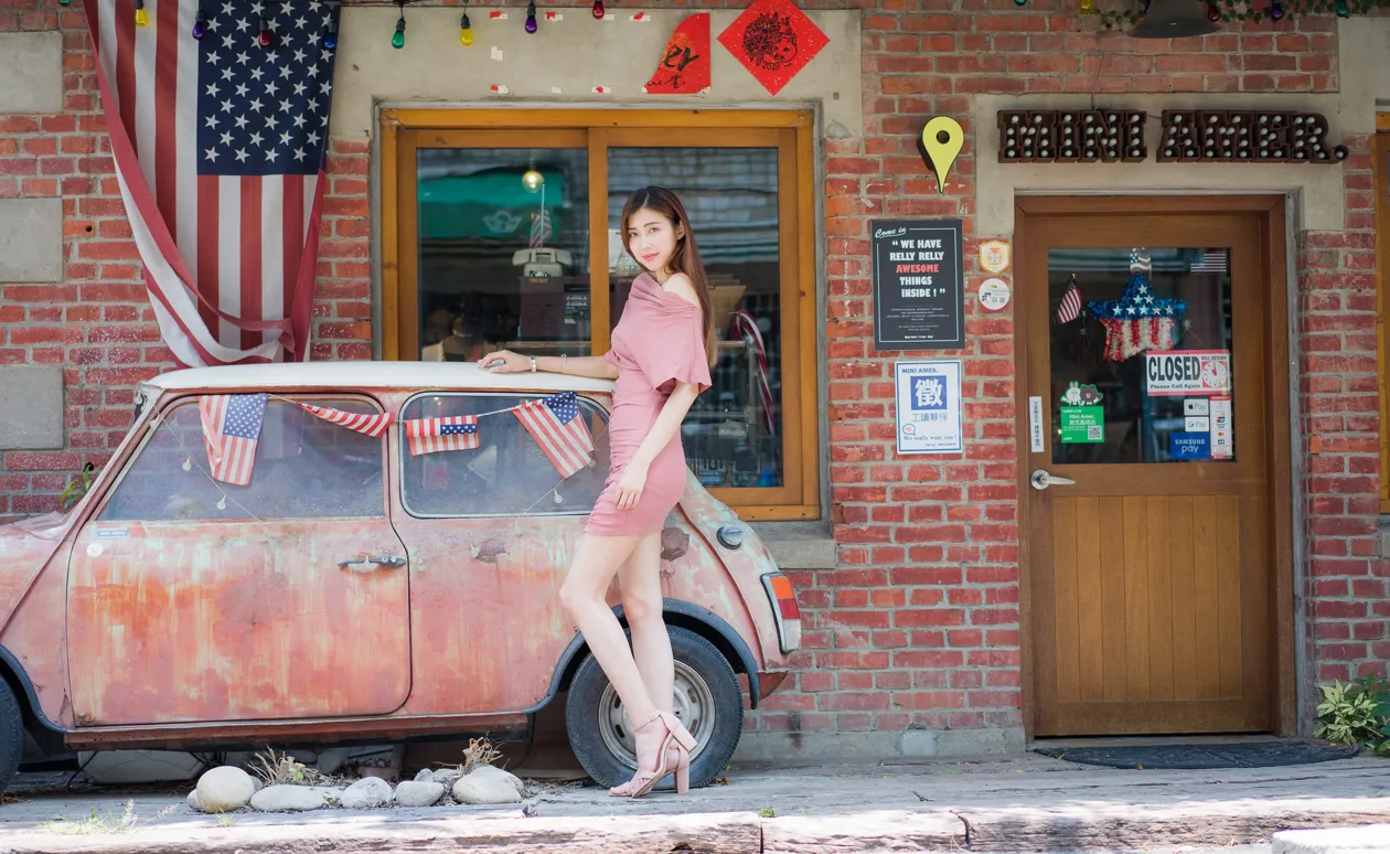 [Mzsock] NO.176 Jin Yunqiao pink dress and short skirt with cool and beautiful legs street photography#[47P]-41