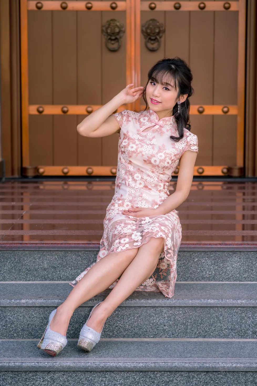 [Mzsock] NO.188 Yu Chen cheongsam high heels beautiful legs street photography#[88P]-87